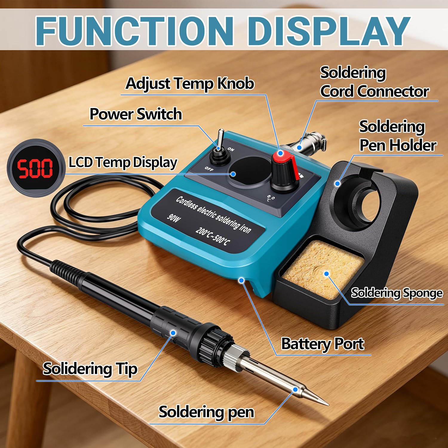 90W LED Digital Cordless Solde - Diy Electronics Hobby ulasan dan harga