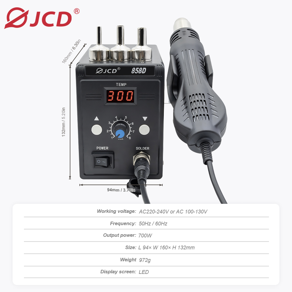 JCD Hot Air Gun 858D 700W BGA  - Smd Solder Paste ulasan dan harga